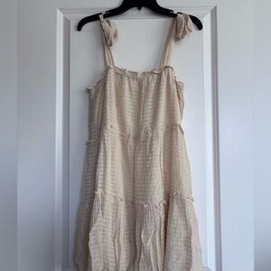 Altar'd State Cream Tiered Tie-Shoulder Sundress